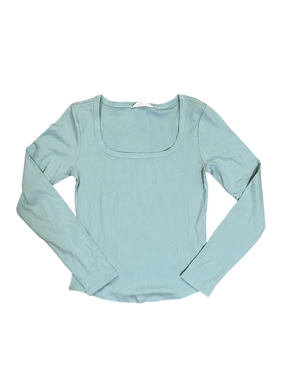 Athleta Seafoam Green Signature Rib Square Neck Long Sleeve Top S - Picture 2 of 6